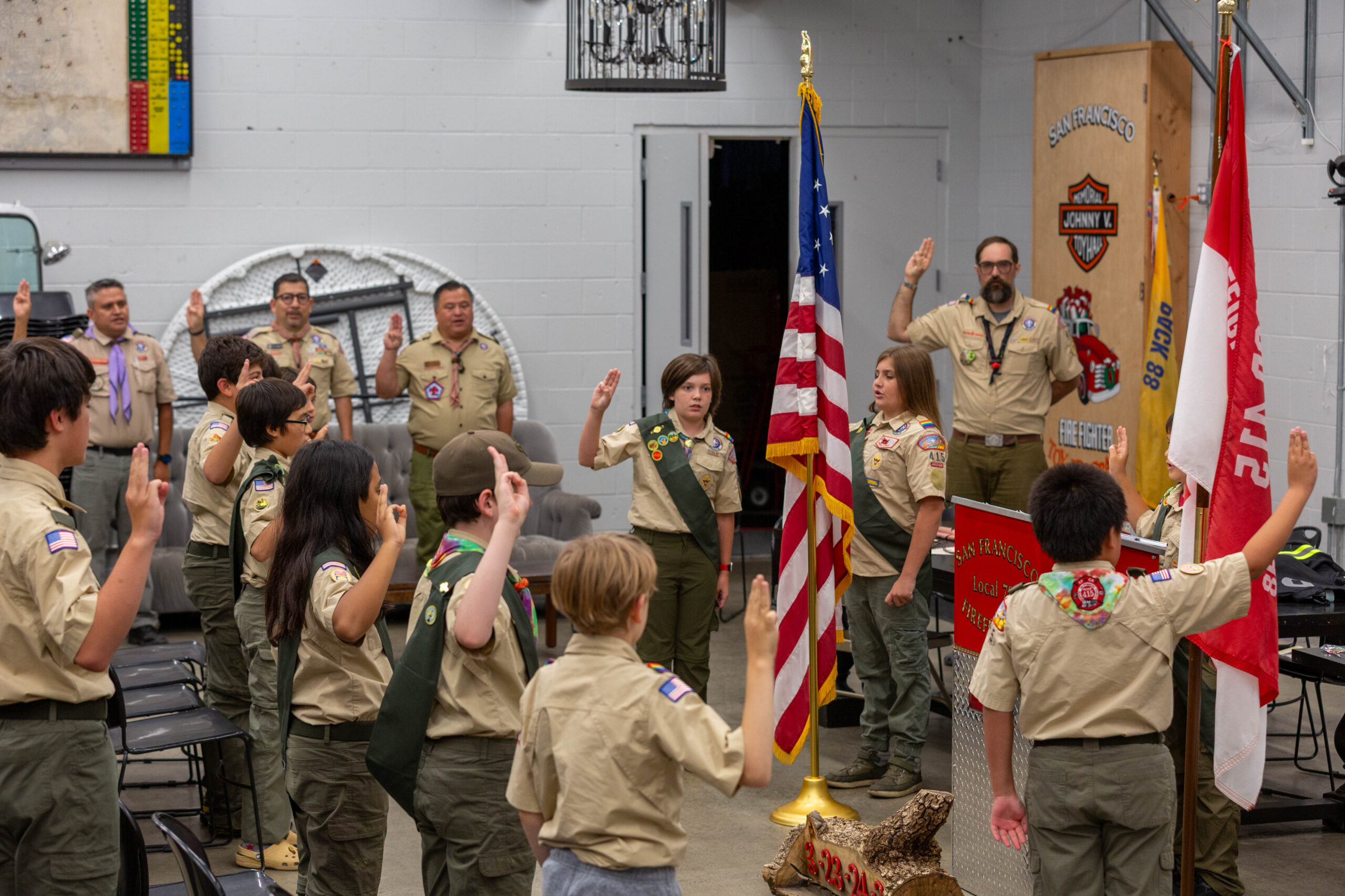 Scouts being recognized for their accomplishments at the Court of Honor
